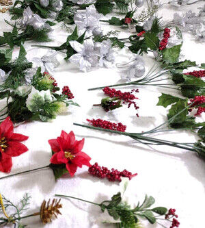 Lot Of Vintage Christmas Flowers For Your Holiday Projects.​  (F)​​​​​